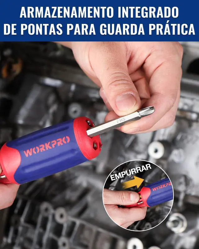 Alt view image 6 of 7 - 12-in-1 Ratcheting Multi-Bit Screwdriver Set | Quick-load Mechanism Screwdriver with Double End Bits in Handle