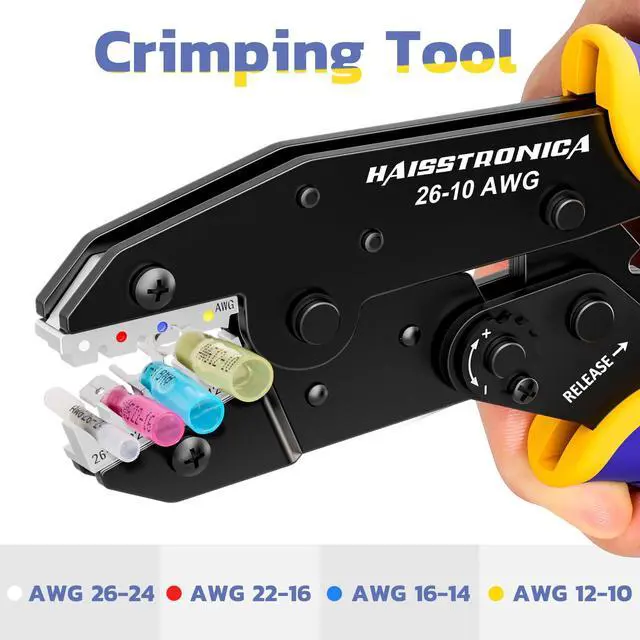Alt view image 3 of 6 - Wire Stripper and Crimper Set, AWG 26-10 for Heat Shrink | 3 in 1 Wire Stripper for AWG 24-10, Ratchet, Separate Gauge Controls, Adjustable Pressure, Quick Release, Automotive Work