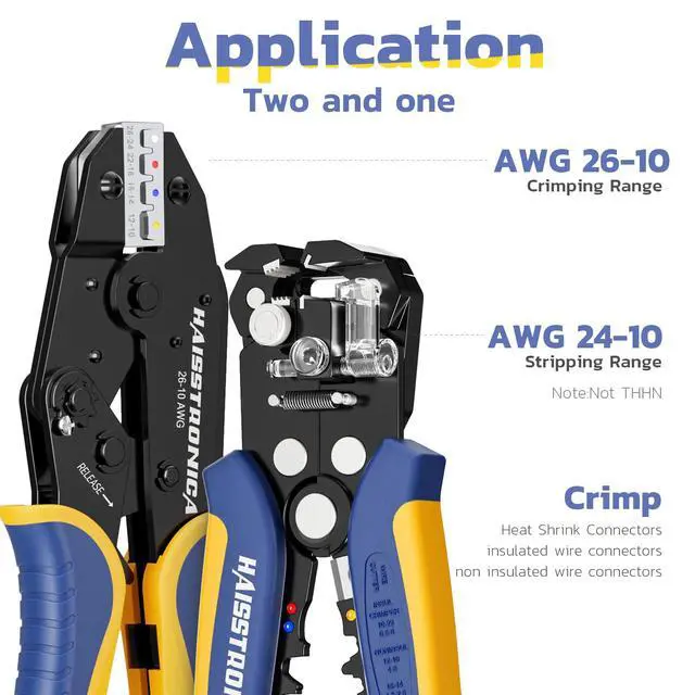 Alt view image 2 of 6 - Wire Stripper and Crimper Set, AWG 26-10 for Heat Shrink | 3 in 1 Wire Stripper for AWG 24-10, Ratchet, Separate Gauge Controls, Adjustable Pressure, Quick Release, Automotive Work