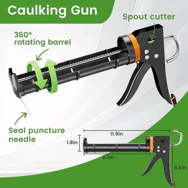 Alt view image 2 of 7 - Professional Caulk Gun Kit with Caulk Remover Tool & Putty Knife - 5 in 1 Caulking Tool Set for Caulking Removal, Shower & Bathroom Caulk, Includes Caulking Gun Tool, Caulk Scraper Tool Spackle Knife