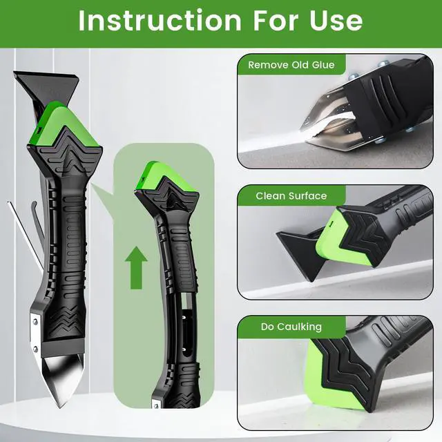 Alt view image 4 of 7 - Professional Caulk Gun Kit with Caulk Remover Tool & Putty Knife - 5 in 1 Caulking Tool Set for Caulking Removal, Shower & Bathroom Caulk, Includes Caulking Gun Tool, Caulk Scraper Tool Spackle Knife