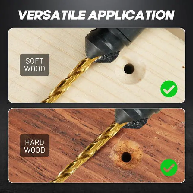 Alt view image 7 of 7 - Countersink Drill Bit Set, 12PCS 2-Flute Adjustable Bits for Wood | Titanium-Coated HSS Bits, Sizes #4, #6, #8, #10, #12, Magnetic Extension Bit Holder, 1/4" Hex Shank, Storage Case