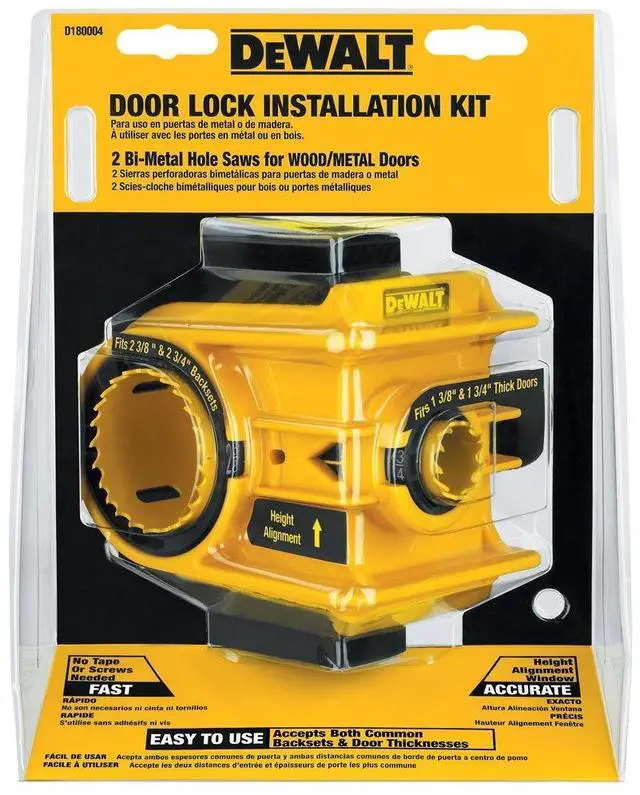 Alt view image 2 of 7 - Door Lock Installation Kit, C Clamp Design Hole Saw Kit For Metal or Wood Doors, 2 Adjustable Bushings, Easy Installation, Height Alignment (D180004)