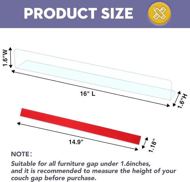 Alt view image 2 of 6 - Under Couch BlockerCouch Blockers for Pets,16 Pack | Clear Under Furniture Blocker,Stop Things Going Under Sofa,Toy Blockers for Under Furniture with Strong Tape,16" L x 1.6" H