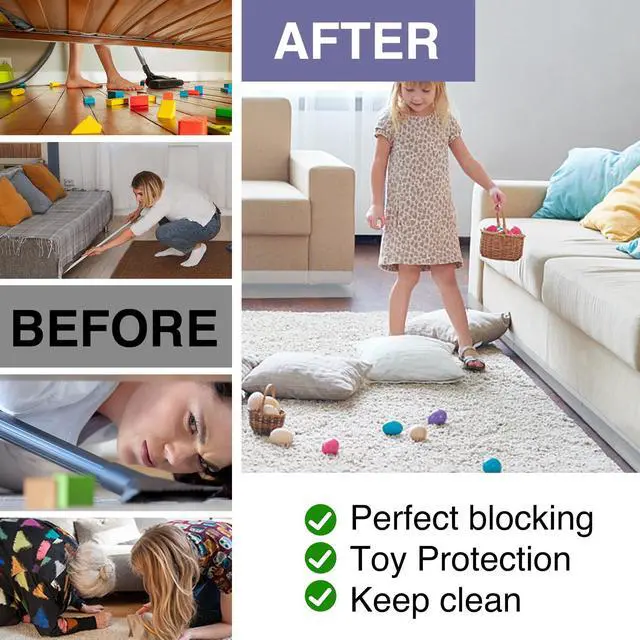 Alt view image 3 of 6 - Under Couch BlockerCouch Blockers for Pets,16 Pack | Clear Under Furniture Blocker,Stop Things Going Under Sofa,Toy Blockers for Under Furniture with Strong Tape,16" L x 1.6" H
