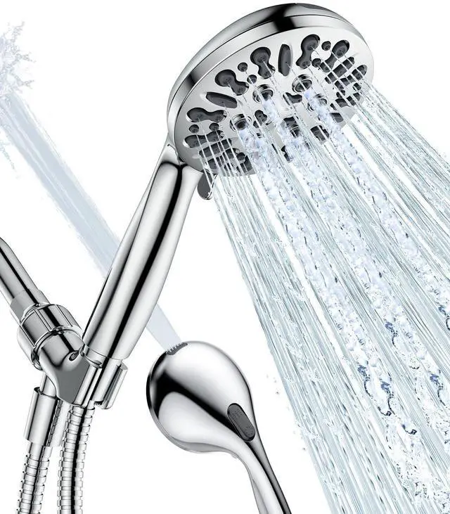 Main image of Shower Head with Handheld, High Pressure Handheld Shower Head 9 Settings, Detachable Shower Head Set with Stainless Steel Hose and Shower Bracket (Chrome)