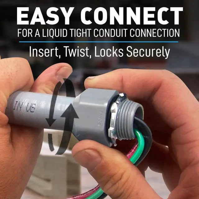 Alt view image 2 of 7 - Power Whip Assembly, 1/2-Inch x 6 Ft Nonmetallic Liquid Tight Flexible Electrical Conduit and 10 Gauge Wire Single Phase Preassembled A/C Hook-up Whip Kit, 1/2"