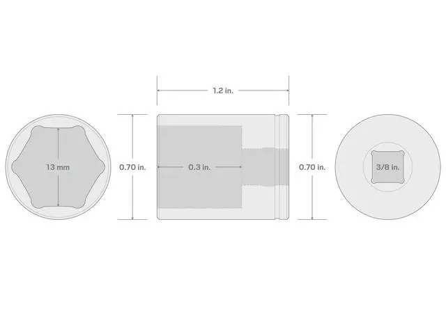Alt view image 7 of 7 - 3/8 Inch Drive x 13 mm 6-Point Socket | SHD12113