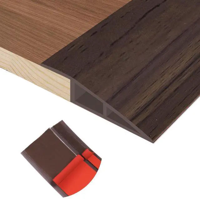 Main image of Floor Transition Strip Self Adhesive Vinyl Door Threshold Strip | Rubber Transition Strips for Doorways Reducer for Laminate Floor Carpet Tile, Deep Brown Wood Grain, 1/5" to 2/5", 3.3Ft