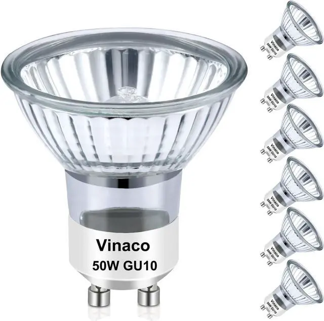 Main image of Halogen GU10 Bulb Dimmable 50W 2800K Warm White for Candle Warmer | GU10+C 6PCS, High Output 500LM, Glass Cover, NO Flicker, Long Lasting, MR16 for Track Lighting,Range Hood,Recessed Lighting