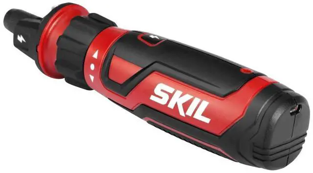 Alt view image 3 of 7 - Rechargeable 4V Cordless Screwdriver with Circuit Sensor Technology, Includes 9pcs Bit, 1pc Bit Holder, USB Charging Cable - SD561201, Red