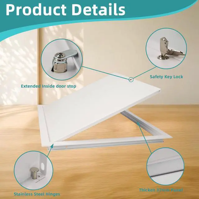Alt view image 2 of 6 - 14x29 Access Panel for Drywall,Metal Drywall Access Panel for Plumbing | Wall Access Panel for 14x29 Hole,Access Door for Attic Basement Bath,Thicken 1mm Steel&Aluminum Frame,Outer Size 15.5"x30.5"