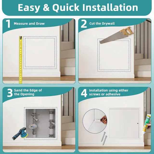 Alt view image 5 of 6 - 14x29 Access Panel for Drywall,Metal Drywall Access Panel for Plumbing | Wall Access Panel for 14x29 Hole,Access Door for Attic Basement Bath,Thicken 1mm Steel&Aluminum Frame,Outer Size 15.5"x30.5"