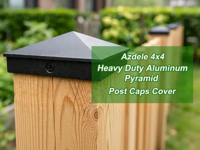Alt view image 3 of 7 - 4x4 Heavy Duty Aluminum Post Caps Cover, Matte Finish Powder Coated Surface | for 4x4 Nominal Wood Post(True 3.5" x 3.5"), Pyramid Fence Wood Post of Decks or Corridors, Brown, 4 Pack