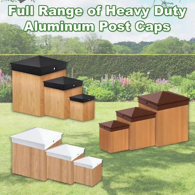 Alt view image 7 of 7 - 4x4 Heavy Duty Aluminum Post Caps Cover, Matte Finish Powder Coated Surface | for 4x4 Nominal Wood Post(True 3.5" x 3.5"), Pyramid Fence Wood Post of Decks or Corridors, Brown, 4 Pack