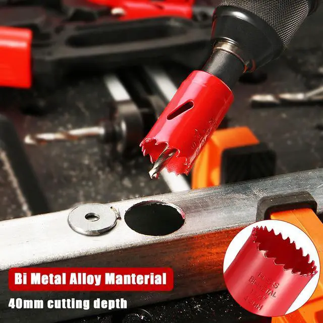 Alt view image 4 of 7 - Bi-Metal Hole Saw Kit, HYCHIKA 17 Pcs High Speed Steel 3/4" to 2-1/2" Hole Saw Set in Case with Mandrels, Hole Saw Bit for Metal, Drilling PVC Board,and Plastic Plate