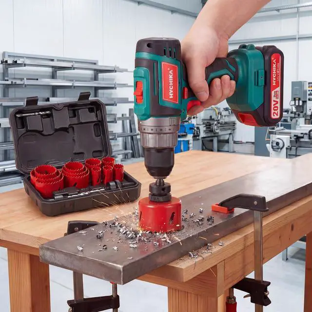 Alt view image 7 of 7 - Bi-Metal Hole Saw Kit, HYCHIKA 17 Pcs High Speed Steel 3/4" to 2-1/2" Hole Saw Set in Case with Mandrels, Hole Saw Bit for Metal, Drilling PVC Board,and Plastic Plate