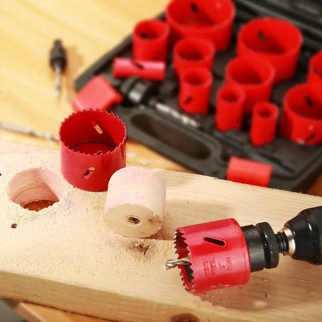 Alt view image 6 of 7 - Bi-Metal Hole Saw Kit, HYCHIKA 17 Pcs High Speed Steel 3/4" to 2-1/2" Hole Saw Set in Case with Mandrels, Hole Saw Bit for Metal, Drilling PVC Board,and Plastic Plate