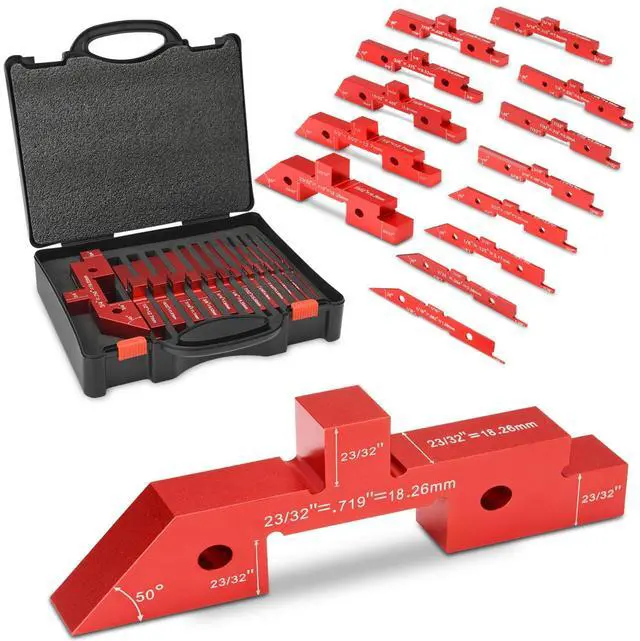 Main image of Table Setup Blocks for Woodworking, 14pcs Aluminum Alloy Precision Set up Bars, Precision Height, Depth, Angle & Fence Alignment Gauge Set - Router and Saw Accessories with Storage Case