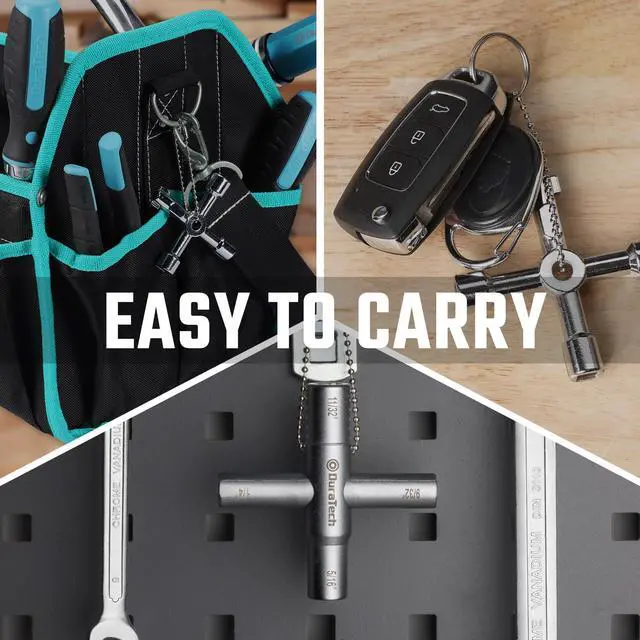 Alt view image 5 of 7 - 4 Way Sillcock Key Set, 2-Pack, for Valve, Faucet, and Spigots | Utility Key, Water Key, Chrome Finish, Corrosion Resistance, 4-in-1 Design, Square, Triangle, and Round Shape, Easy to Carry