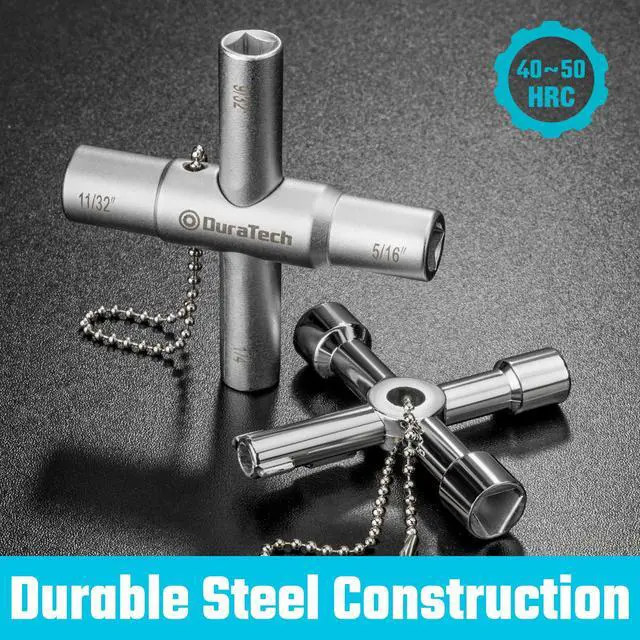 Alt view image 4 of 7 - 4 Way Sillcock Key Set, 2-Pack, for Valve, Faucet, and Spigots | Utility Key, Water Key, Chrome Finish, Corrosion Resistance, 4-in-1 Design, Square, Triangle, and Round Shape, Easy to Carry