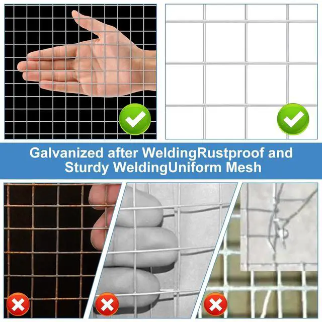 Alt view image 2 of 6 - 19 Gauge Hardware Cloth, 1/2 inch Chicken Wire Fence, Galvanized Welded Cage Wire Mesh Roll Supports Poultry Netting Cage Fence