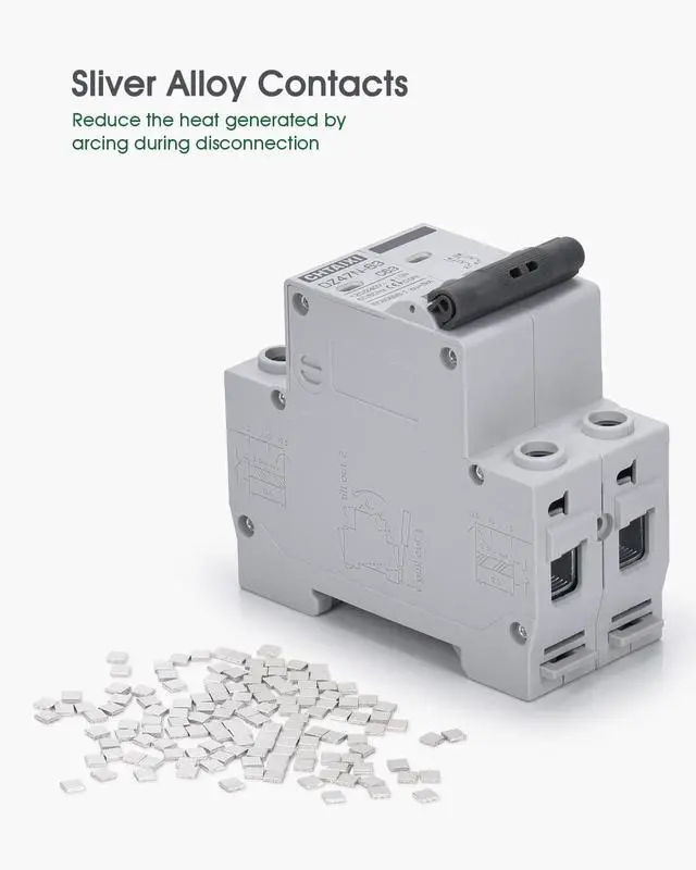 Alt view image 6 of 7 - AC Miniature Circuit Breaker, 32 Amp 120V/240V 2 Pole DIN Rail Mount Circuit Breaker, Thermal Magnetic Trip, Solar AC Disconnect Switch MCB C32