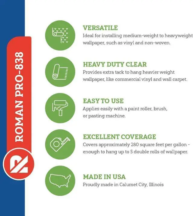 Alt view image 6 of 7 - Heavy Duty Clear Wallpaper Adhesive, Non-staining, Clear, PRO-838, (1 Gallon - 280 sq. ft.) | For Non-Woven, Wall Carpet, Commercial Grade Medium to Heavyweight Wallcoverings