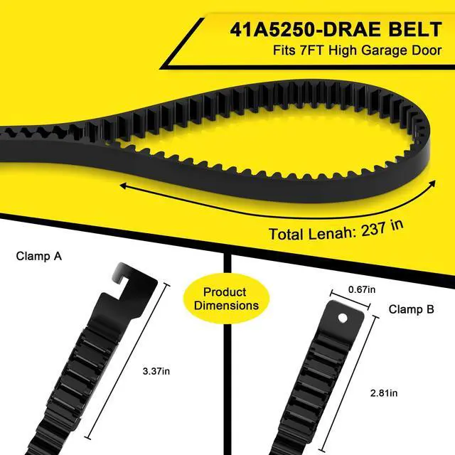 Alt view image 7 of 7 - Upgrade 41A5250 41AB050-2 Belt for 7ft High Garage Door, 237" Garage Door Opener Belt Compatible with Chamberlain Craftsman LiftMaster Sentex Whisper Garage Door Opener Models WD822KD 248739 248754