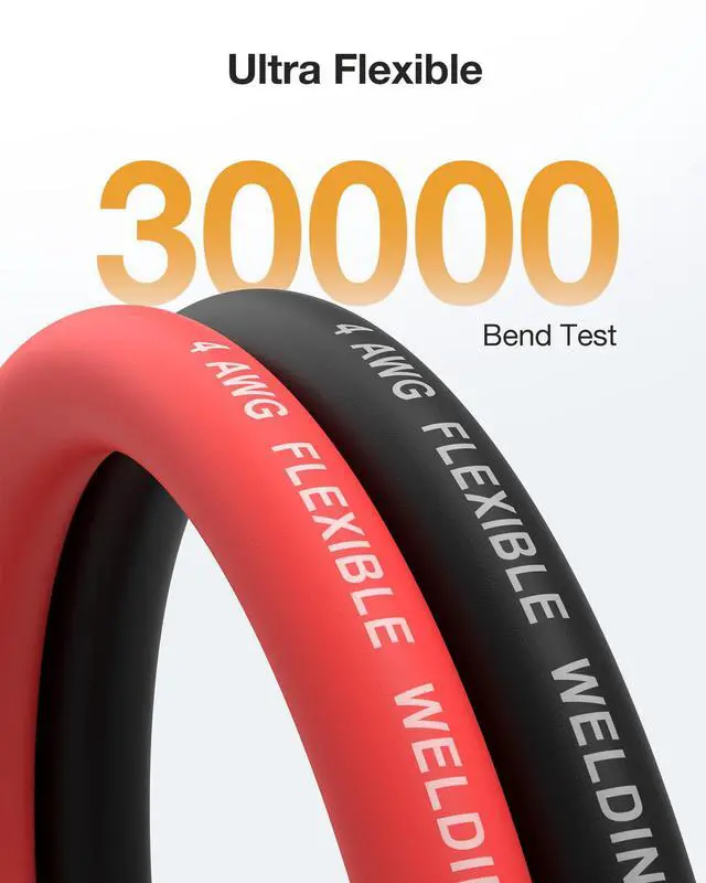 Alt view image 4 of 7 - 4 Gauge Wire Heavy Duty Battery Cable, 10FT Red + 10FT Black | Oxygen-Free Copper, EPDM Insulated, High Conductivity, Flexible Welding Cable for Solar/Battery/Automotive/Inverter/RV/Marine