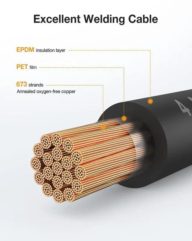 Alt view image 2 of 7 - 4 Gauge Wire Heavy Duty Battery Cable, 10FT Red + 10FT Black | Oxygen-Free Copper, EPDM Insulated, High Conductivity, Flexible Welding Cable for Solar/Battery/Automotive/Inverter/RV/Marine