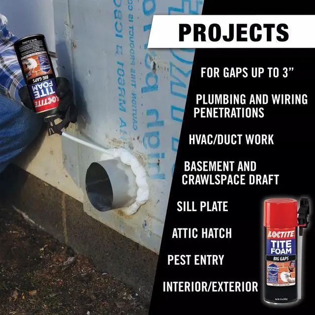 Alt view image 3 of 6 - Tite Foam Big Gaps Spray Foam Sealant, Polyurethane Expanding Insulation - 12 fl oz Can, Pack of 2