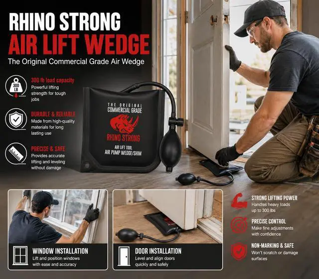 Alt view image 3 of 7 - The Original Commercial Grade Air Wedge Bag Pump Professional Leveling Kit & Alignment Tool Inflatable Shim Bag 3 Piece (Small, Medium, Large). 3 sizes for all of your individual needs