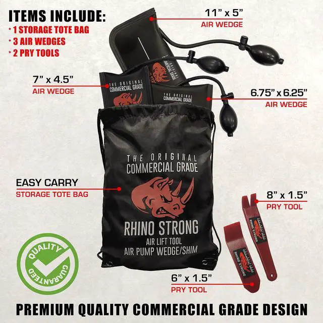 Alt view image 2 of 7 - The Original Commercial Grade Air Wedge Bag Pump Professional Leveling Kit & Alignment Tool Inflatable Shim Bag 3 Piece (Small, Medium, Large). 3 sizes for all of your individual needs