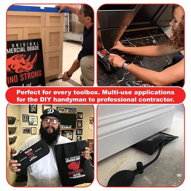 Alt view image 6 of 7 - The Original Commercial Grade Air Wedge Bag Pump Professional Leveling Kit & Alignment Tool Inflatable Shim Bag 3 Piece (Small, Medium, Large). 3 sizes for all of your individual needs
