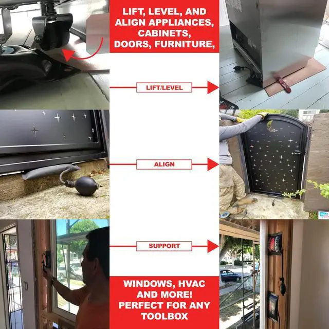 Alt view image 7 of 7 - The Original Commercial Grade Air Wedge Bag Pump Professional Leveling Kit & Alignment Tool Inflatable Shim Bag 3 Piece (Small, Medium, Large). 3 sizes for all of your individual needs