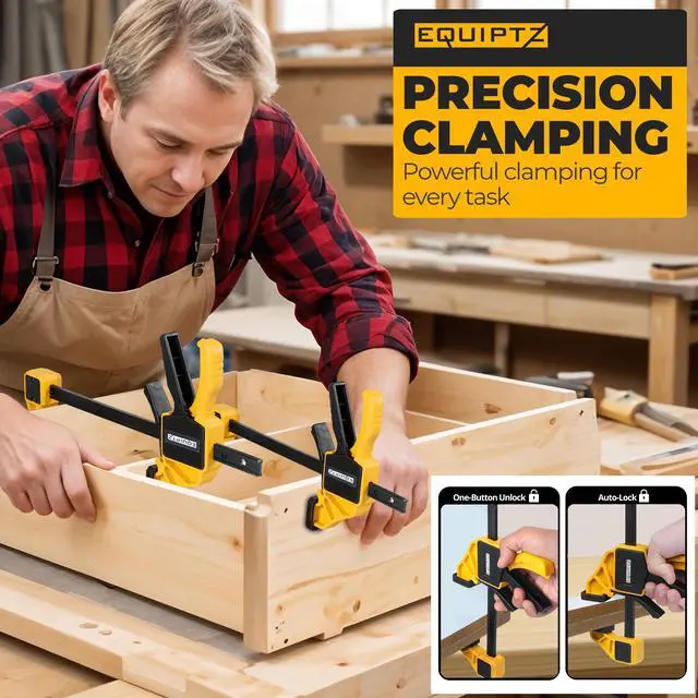 Alt view image 5 of 6 - 12 inch Bar Clamps for Woodworking 2 Pack Quick Grip Clamps Set with 150 lbs Force Wood Clamps for Gluing, Carpentry, DIY, and Metalworking (12 inch Size, 2 Pack)
