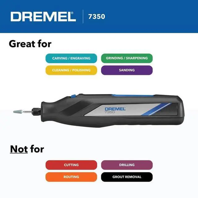 Alt view image 5 of 7 - 7350 4V Cordless Rotary Tool Kit with 5 Accessories and USB-C Rechargeable Battery - Single Speed for Carving, Engraving, Sanding and Cleaning