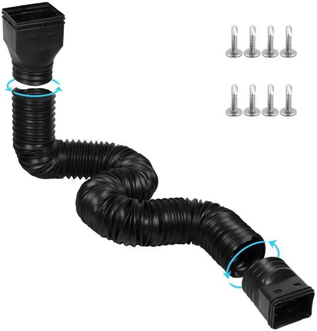 Main image of 11.5ft Long Gutter Downspout Extensions Flexible, 4" Diameter Drain Downspout Extender, Down Spout Drain Extender for Rainwater Drainage, Extendable from 2.6ft to 11.5ft(Black)