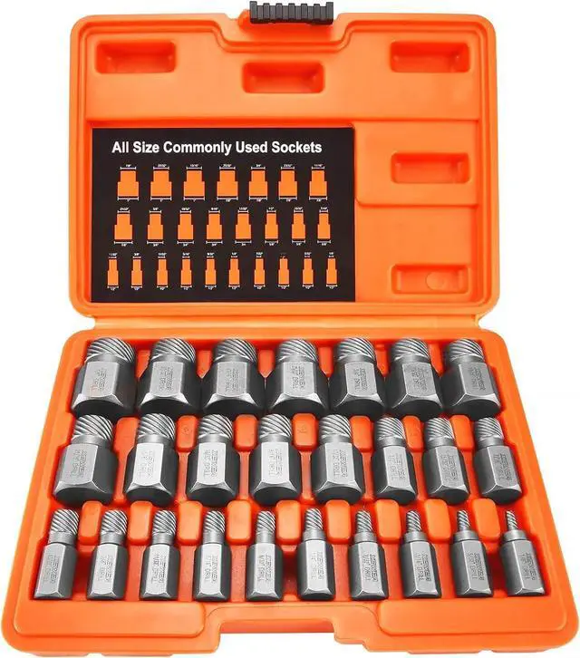Main image of 25Pcs Screw Bolt Extractor Set, Multi-Spline Easy Out Kit | Hex Head Bolt Remover Tool High-Hardness Cr-Mo Steel EZ Out for Removing Stripped, Broken Rusted Bolts Screws, Studs