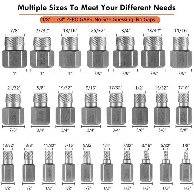 Alt view image 2 of 7 - 25Pcs Screw Bolt Extractor Set, Multi-Spline Easy Out Kit | Hex Head Bolt Remover Tool High-Hardness Cr-Mo Steel EZ Out for Removing Stripped, Broken Rusted Bolts Screws, Studs