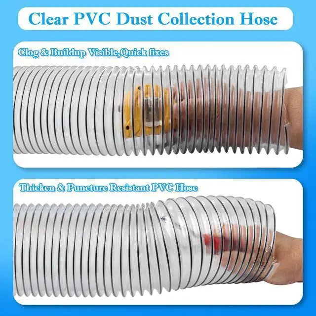Alt view image 3 of 7 - Dust Collection Hose 2 1/2" x 20',Heavy PVC 2.5 Inch Dust Collector Hose | Puncture-Resistant,Flexible PVC Fume Hose for 2.5 inch Woodworking, Workshops, Dust Collectors, w/Carbon Steel Wire Coil