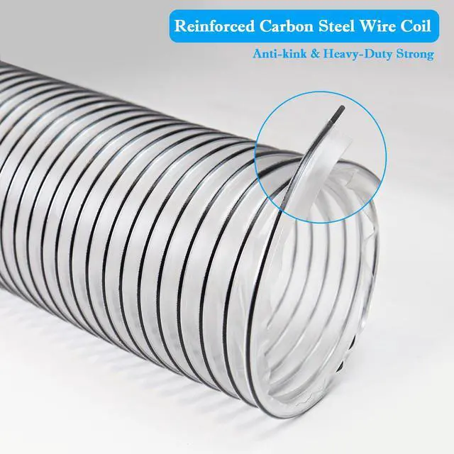 Alt view image 4 of 7 - Dust Collection Hose 2 1/2" x 20',Heavy PVC 2.5 Inch Dust Collector Hose | Puncture-Resistant,Flexible PVC Fume Hose for 2.5 inch Woodworking, Workshops, Dust Collectors, w/Carbon Steel Wire Coil