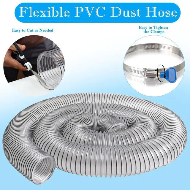 Alt view image 5 of 7 - Dust Collection Hose 2 1/2" x 20',Heavy PVC 2.5 Inch Dust Collector Hose | Puncture-Resistant,Flexible PVC Fume Hose for 2.5 inch Woodworking, Workshops, Dust Collectors, w/Carbon Steel Wire Coil