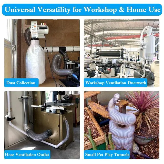 Alt view image 7 of 7 - Dust Collection Hose 2 1/2" x 20',Heavy PVC 2.5 Inch Dust Collector Hose | Puncture-Resistant,Flexible PVC Fume Hose for 2.5 inch Woodworking, Workshops, Dust Collectors, w/Carbon Steel Wire Coil