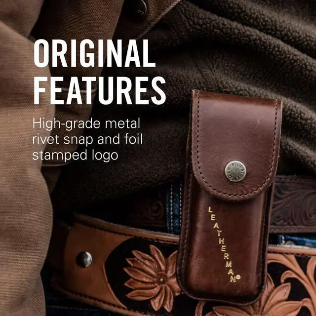 Alt view image 5 of 7 - Heritage Leather Snap Sheath for Multi-Tools, Brown, Medium