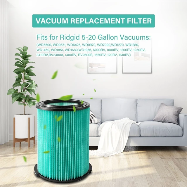 Alt view image 3 of 7 - VF6000 5-Layer Replacement Filters for Ridgid Shop Vac Wet Dry Vacs 2 Pack VF6000 HEPA Filter for Ridgid Shop Vac 5-20 Gallon Vacs WD5500 WD0671 WD6425, for Husky 6-9 Gallon & Craftsman Vacs
