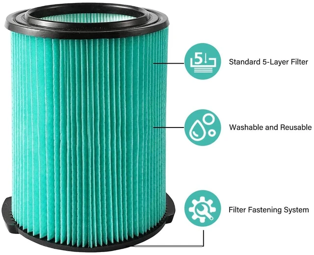 Alt view image 5 of 7 - VF6000 5-Layer Replacement Filters for Ridgid Shop Vac Wet Dry Vacs 2 Pack VF6000 HEPA Filter for Ridgid Shop Vac 5-20 Gallon Vacs WD5500 WD0671 WD6425, for Husky 6-9 Gallon & Craftsman Vacs