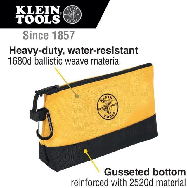 Alt view image 2 of 7 - 55569 Stand-Up Zipper Bag Tool Pouch with Carabiners, Reinforced Gusseted Bottoms, Water Resistant 1680d, Multi-Size 5-Pack