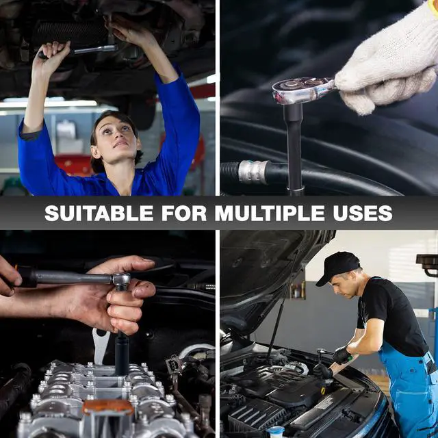 Alt view image 7 of 7 - 29pcs 1/2" Socket Set, Drive Deep Impact Socket Set, Including 3 ", 5", 10" Impact Extension Bar, Standard SAE (3/8 "- 1") and Metric (10mm-24mm), Cr-V Steel